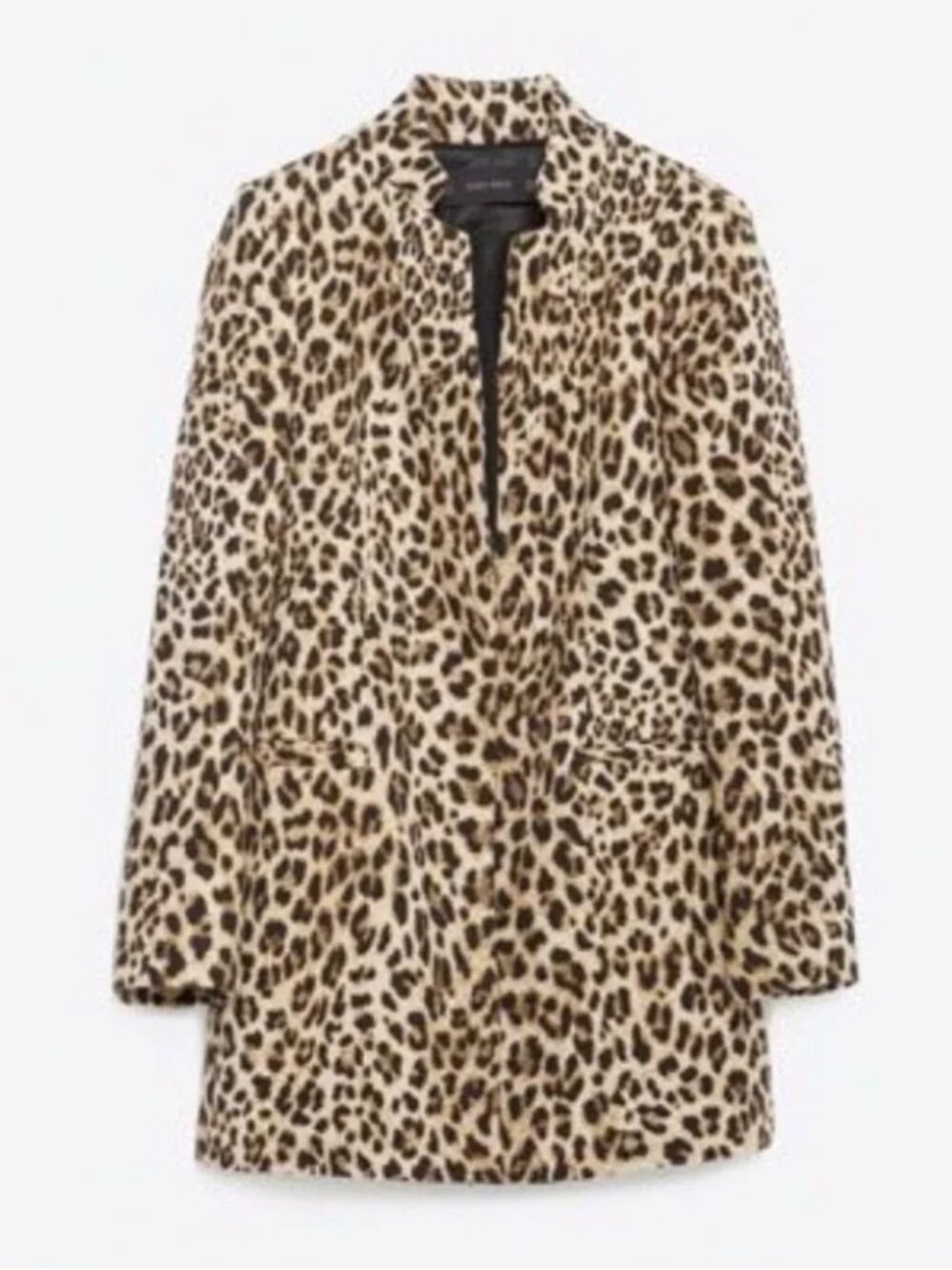 ZARA BASIC Longline Jacket/Coat with Animal Print